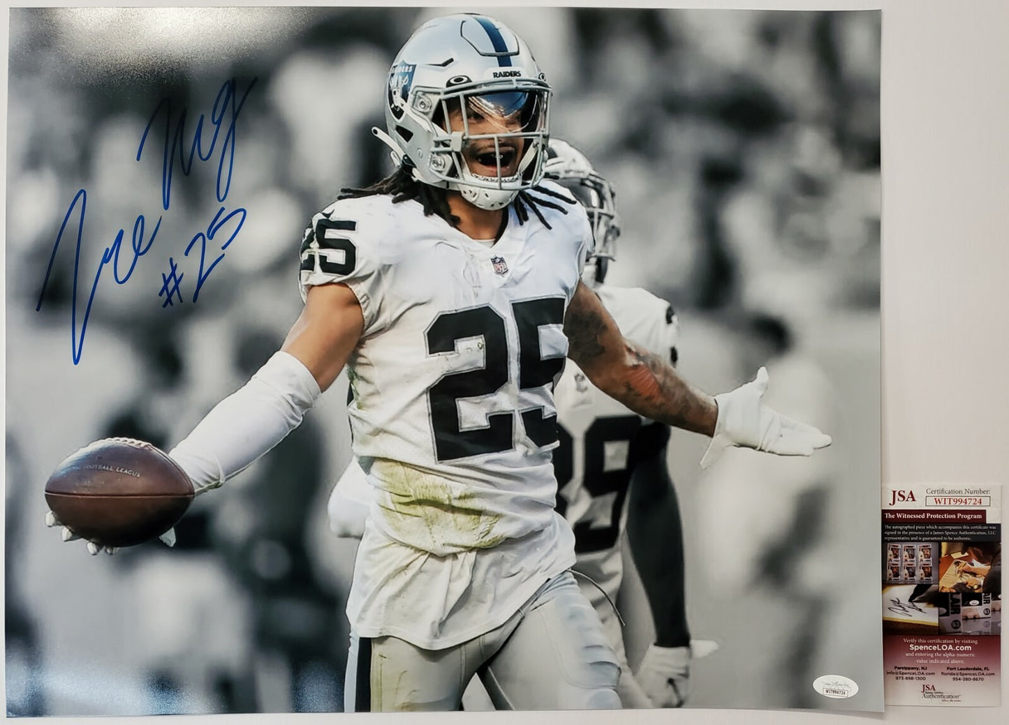 Las Vegas Raiders Trevon Moehrig Autographed 16X20 Photo Jsa Coa
