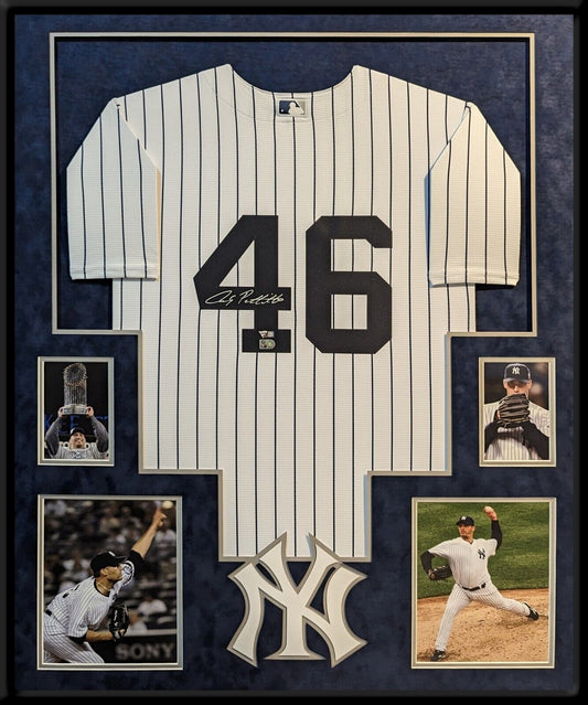 MVP Authentics Suede Framed New York Yankees Andy Pettitte Autographed Jersey Fanatics Holo 1575 sports jersey framing , jersey framing