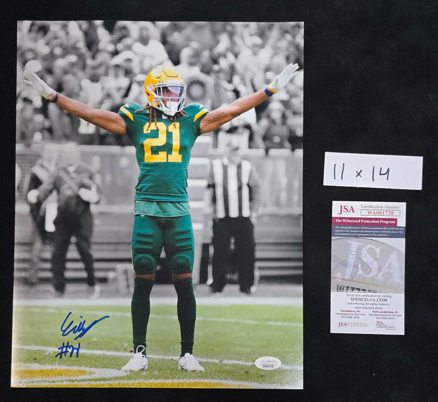 Green Bay Packers Eric Stokes Autographed 11X14 Photo Jsa Coa