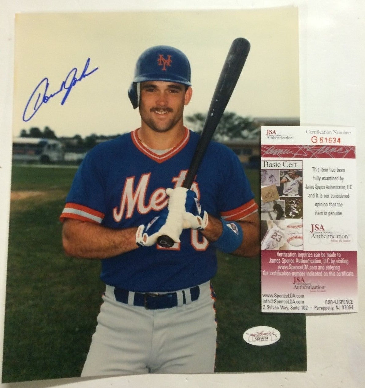 Howard Johnson Autographed Signed New York Mets 8X10 Photo Jsa Coa
