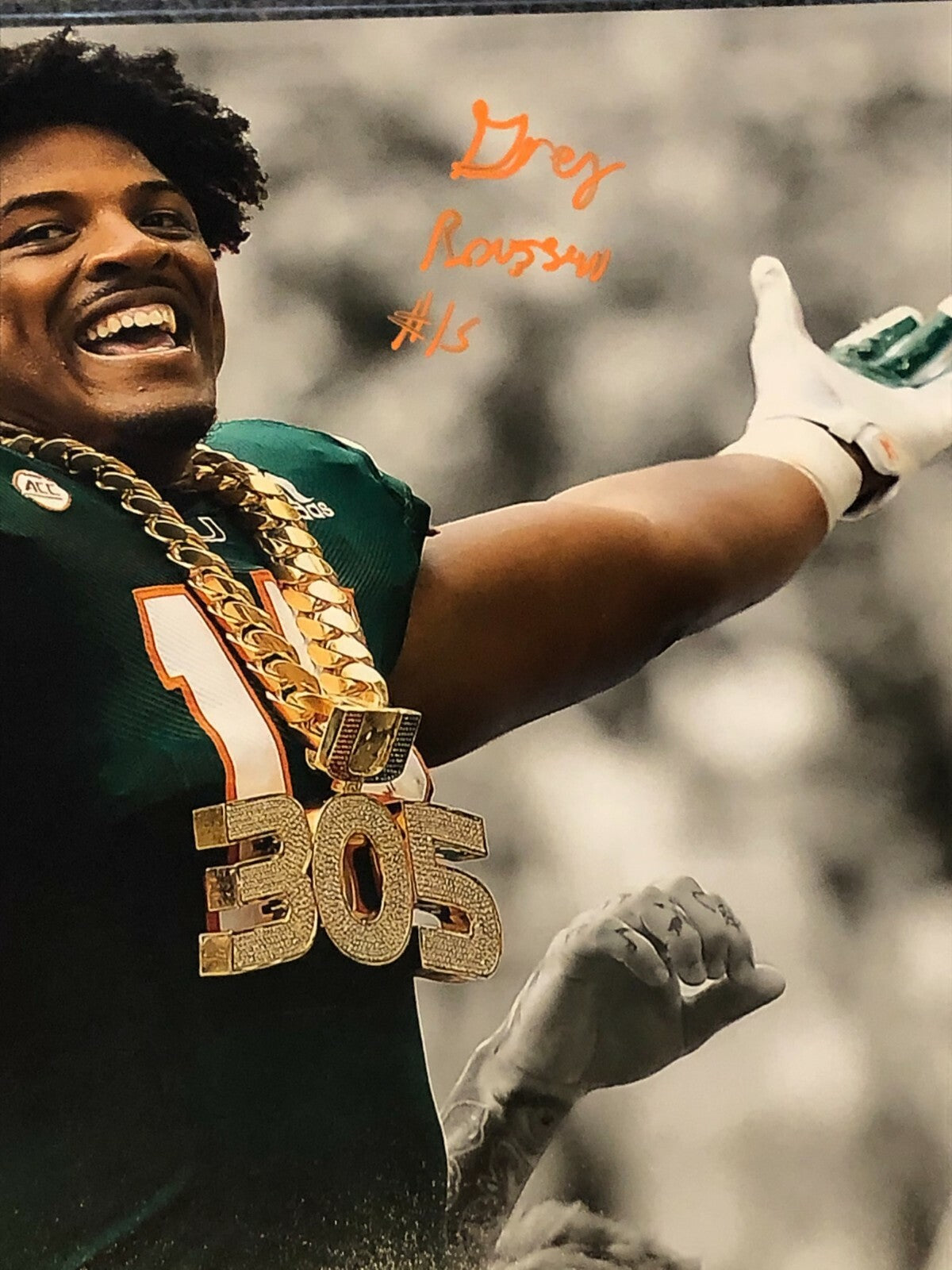 Miami Hurricanes Greg Rousseau Autographed Signed 16X20 Photo Jsa Coa