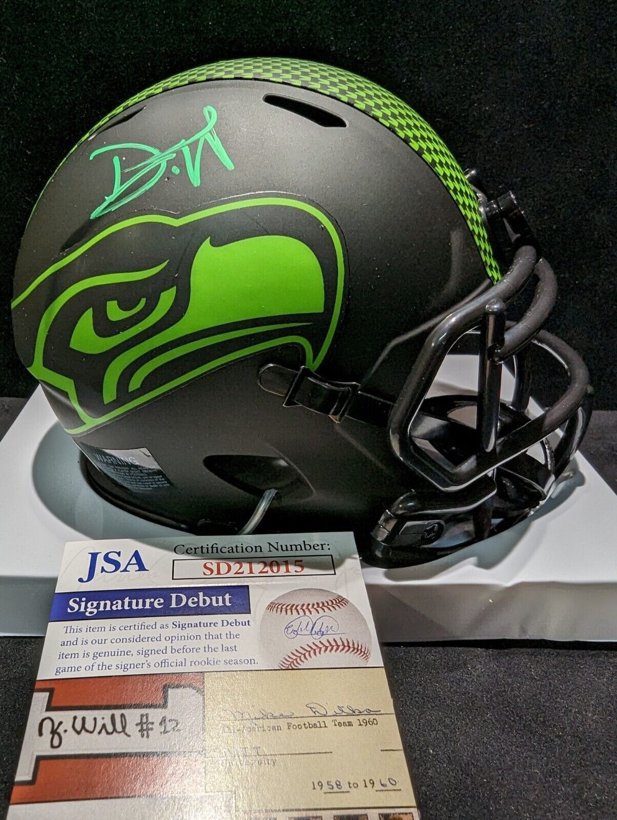 football helmet 180 Seattle Seahawks Devon Witherspoon Signed Eclipse Mini Helmet Jsa Coa