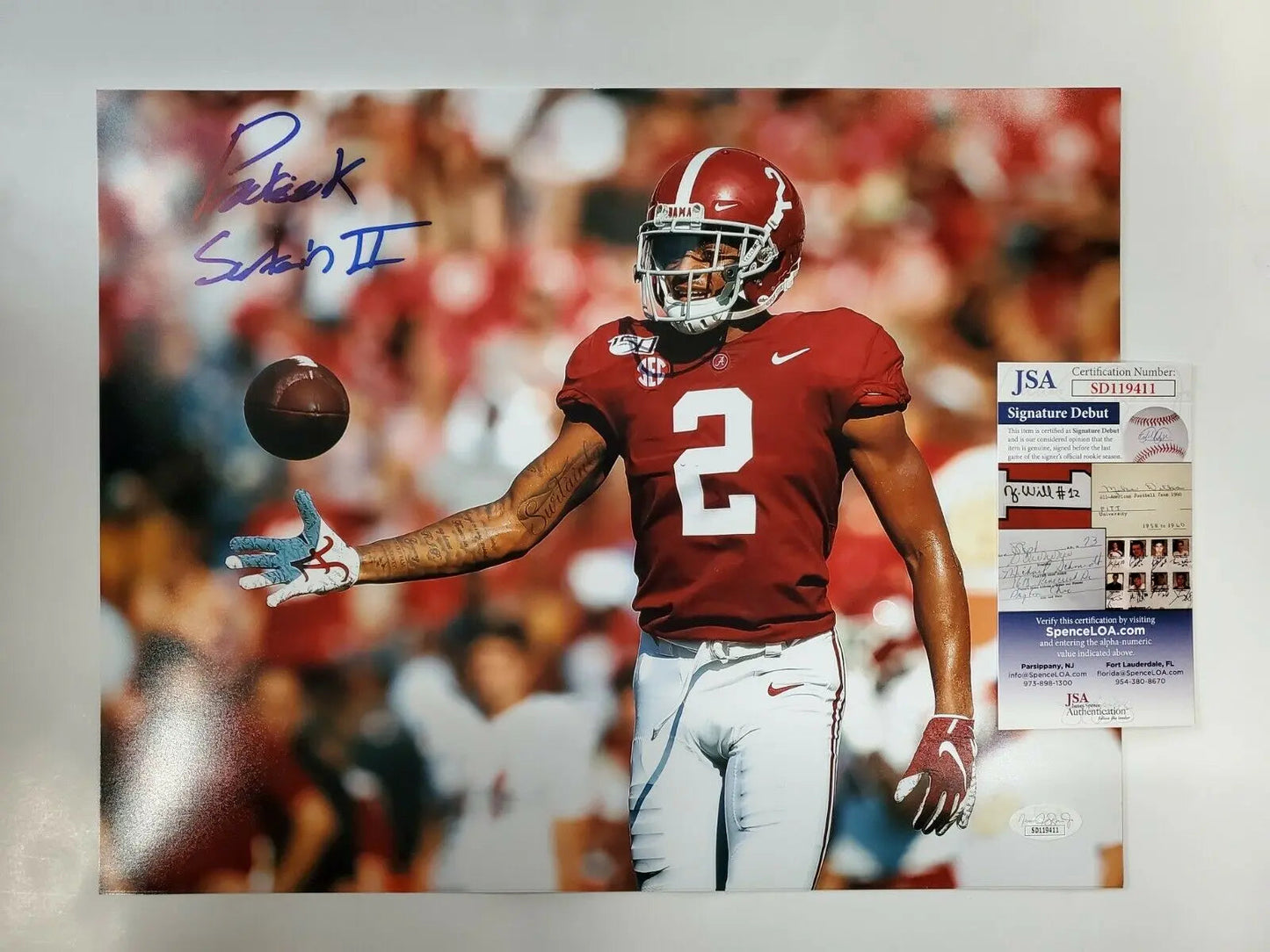 MVP Authentics Alabama Crimson Tide Patrick Surtain Ii Autographed 11X14 Photo Jsa Coa 89.10 sports jersey framing , jersey framing