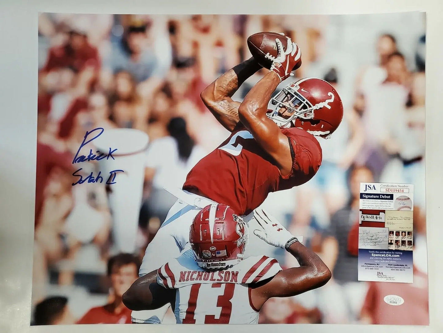 MVP Authentics Alabama Crimson Tide Patrick Surtain Ii Autographed 16X20 Photo Jsa Coa 107.10 sports jersey framing , jersey framing