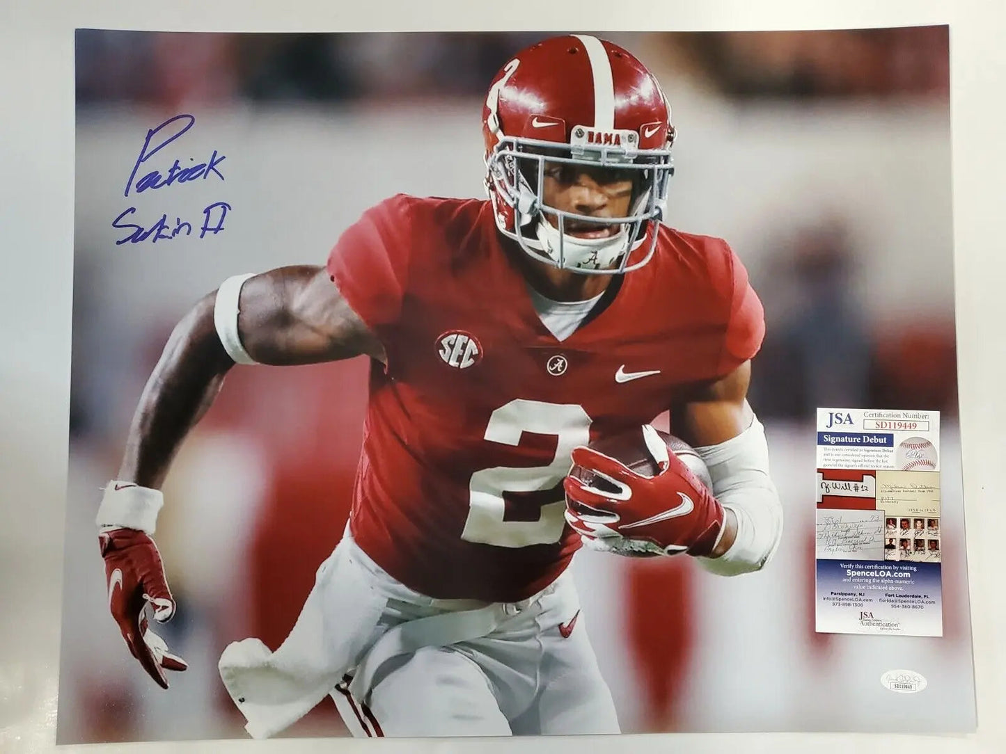 MVP Authentics Alabama Crimson Tide Patrick Surtain Ii Autographed 16X20 Photo Jsa Coa 107.10 sports jersey framing , jersey framing