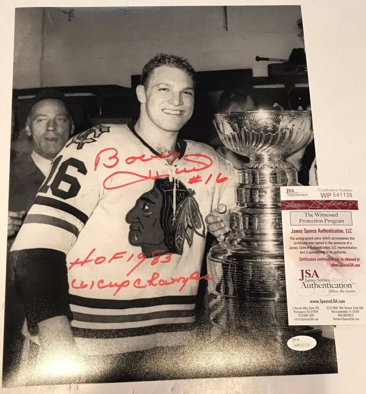 MVP Authentics Bobby Hull Autographed Signed Inscribed Chicago Blackhawks 11X14 Photo Jsa Coa 126 sports jersey framing , jersey framing