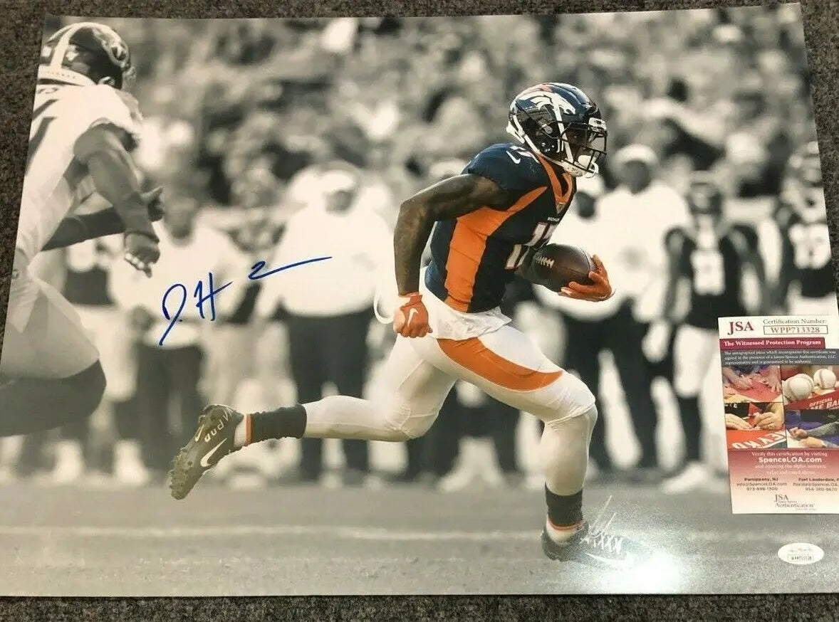 MVP Authentics Denver Broncos Daesean Hamilton Autographed Signed 16X20 Photo Jsa Coa 71.10 sports jersey framing , jersey framing