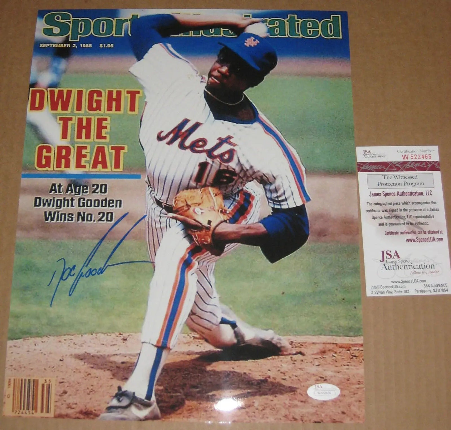 MVP Authentics Dwight Gooden Autographed Signed N.Y. Mets S.I. 11X14 Photo Jsa Coa 63 sports jersey framing , jersey framing