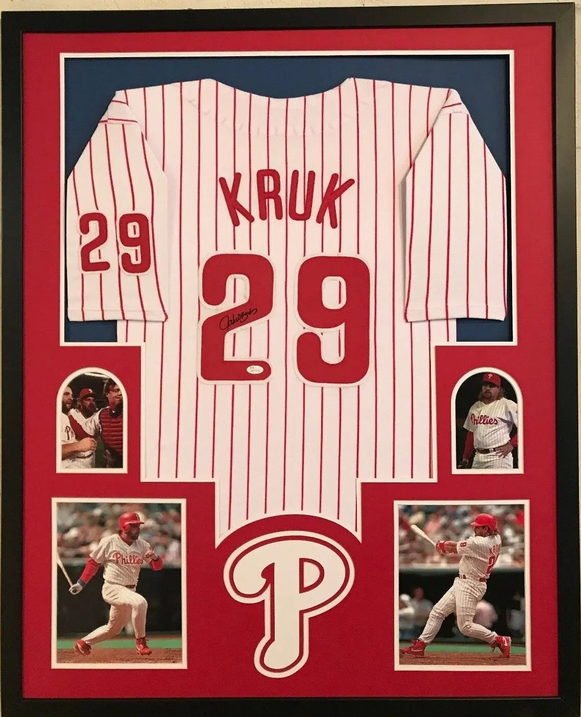 Framed John Kruk Autographed Signed Philadelphia Phillies Jersey Jsa Coa
