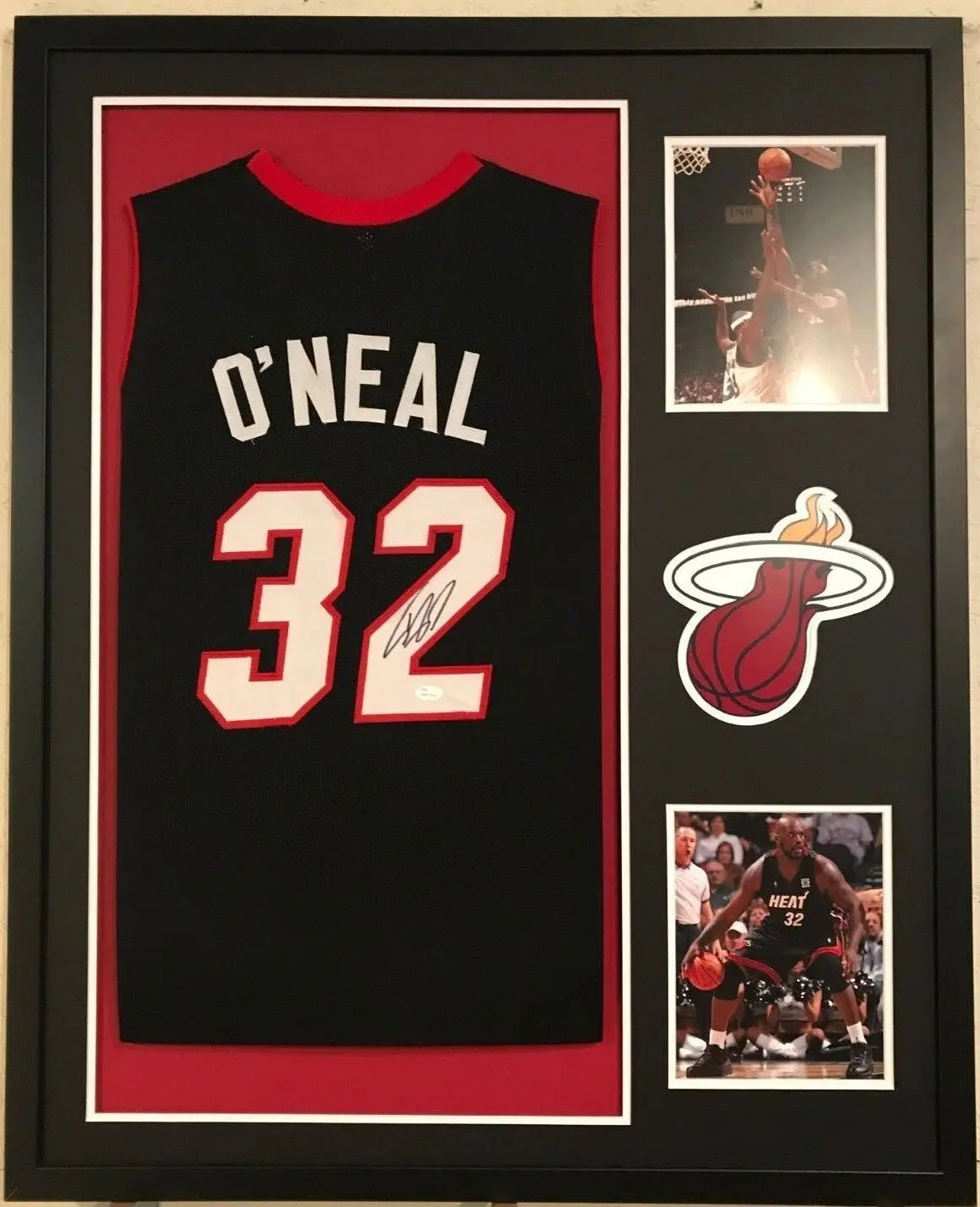 Shaquille O'Neal Autographed and Framed White Miami Jersey Beckett COA
