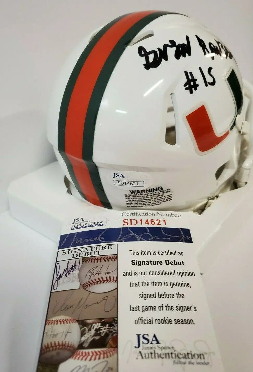 MVP Authentics Greg Rousseau Autographed Signed Miami Hurricanes Mini Helmet Jsa Coa 116.10 sports jersey framing , jersey framing