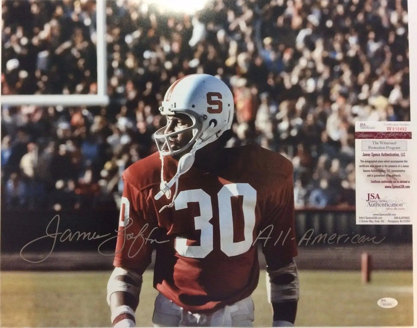 MVP Authentics James Lofton Autographed Signed Inscribed Stanford Cardinals 16X20 Photo Jsa Coa 72 sports jersey framing , jersey framing