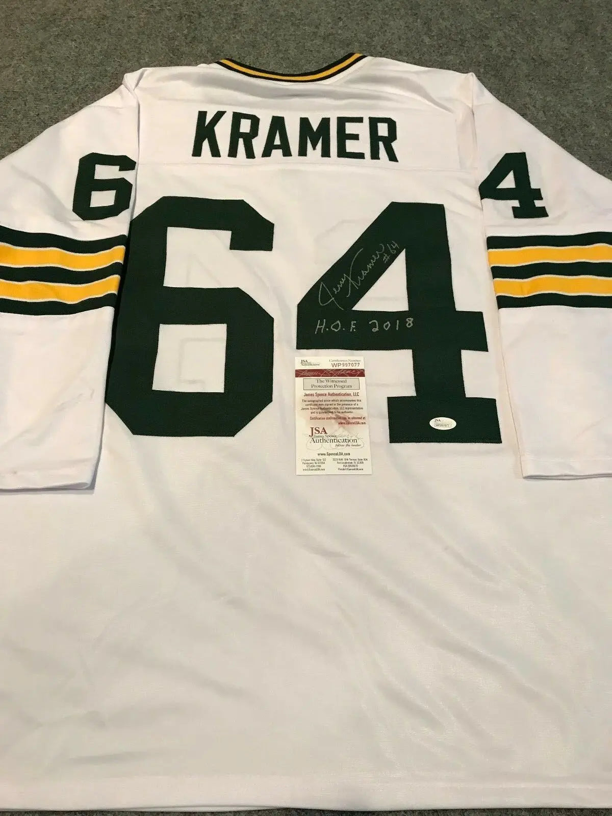 MVP Authentics Jerry Kramer Autographed Signed Inscribed G.B. Packers Jersey Jsa Coa 134.10 sports jersey framing , jersey framing