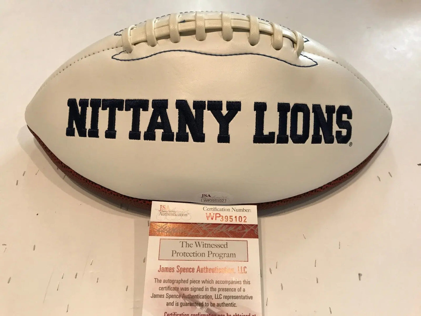 MVP Authentics Jesse James Autographed Signed Penn State Logo Football Jsa Coa 90 sports jersey framing , jersey framing