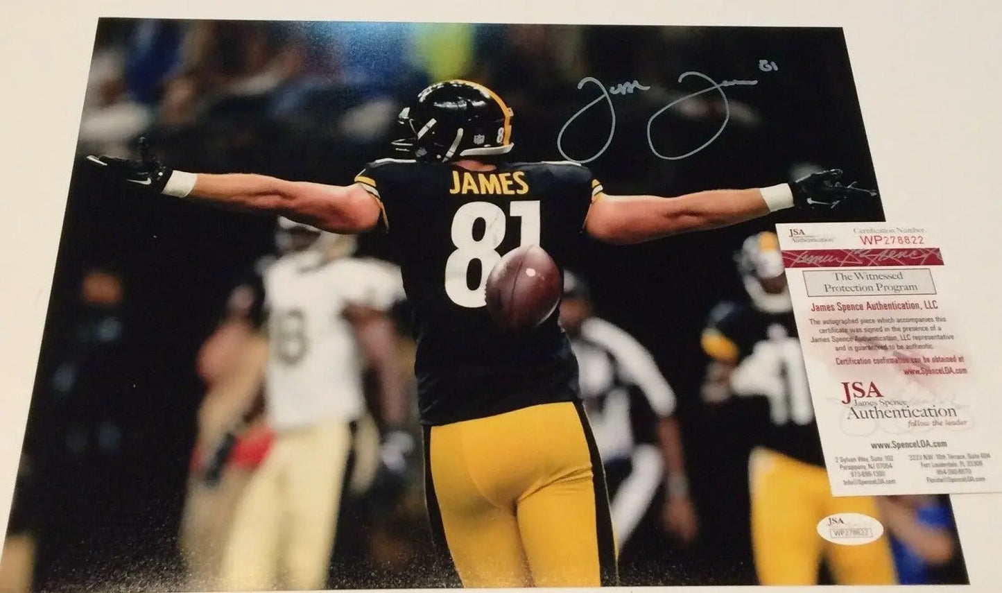 MVP Authentics Jesse James Autographed Signed Pittsburgh Steelers 11X14 Photo Jsa Coa 81 sports jersey framing , jersey framing