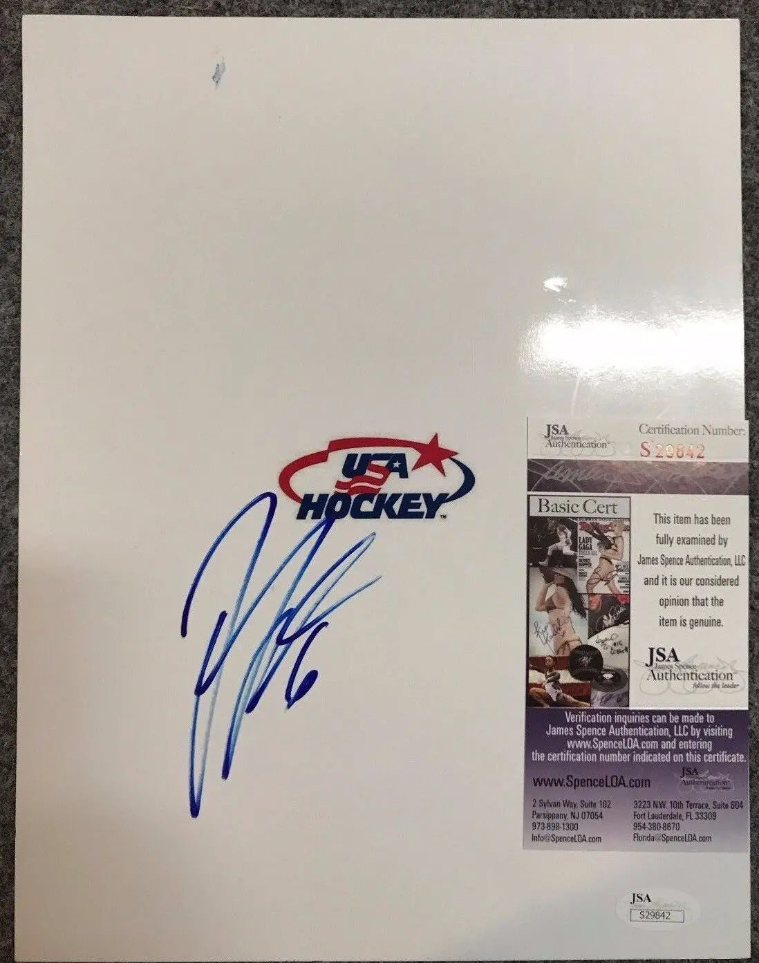 MVP Authentics Jordan Leopold Autographed Signed Usa Hockey 8X10 Photo Sheet Jsa Coa 27 sports jersey framing , jersey framing