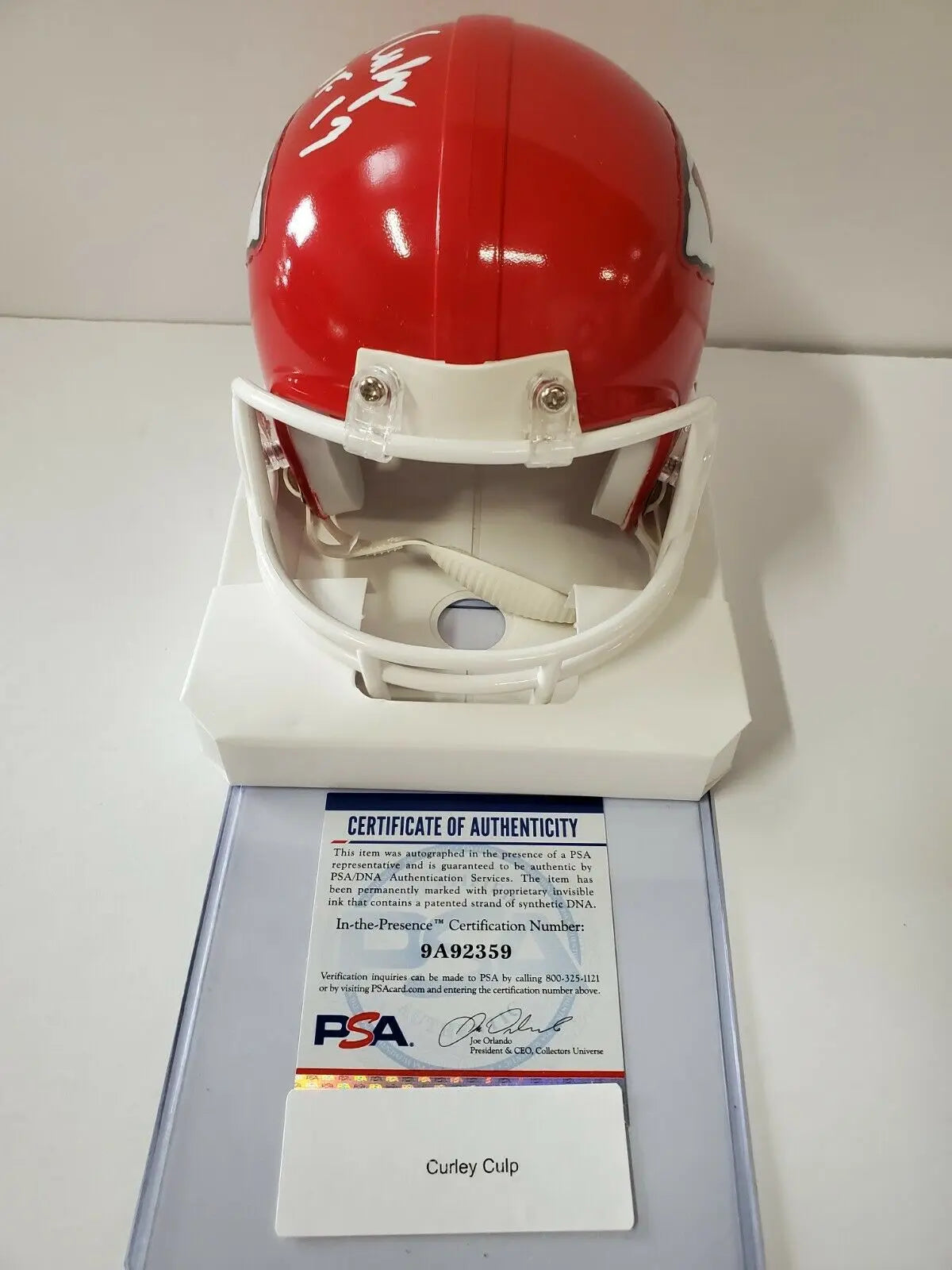 MVP Authentics Kansas City Chiefs Curley Culp Autographed Inscribed Mini Helmet Psa Coa 71.10 sports jersey framing , jersey framing