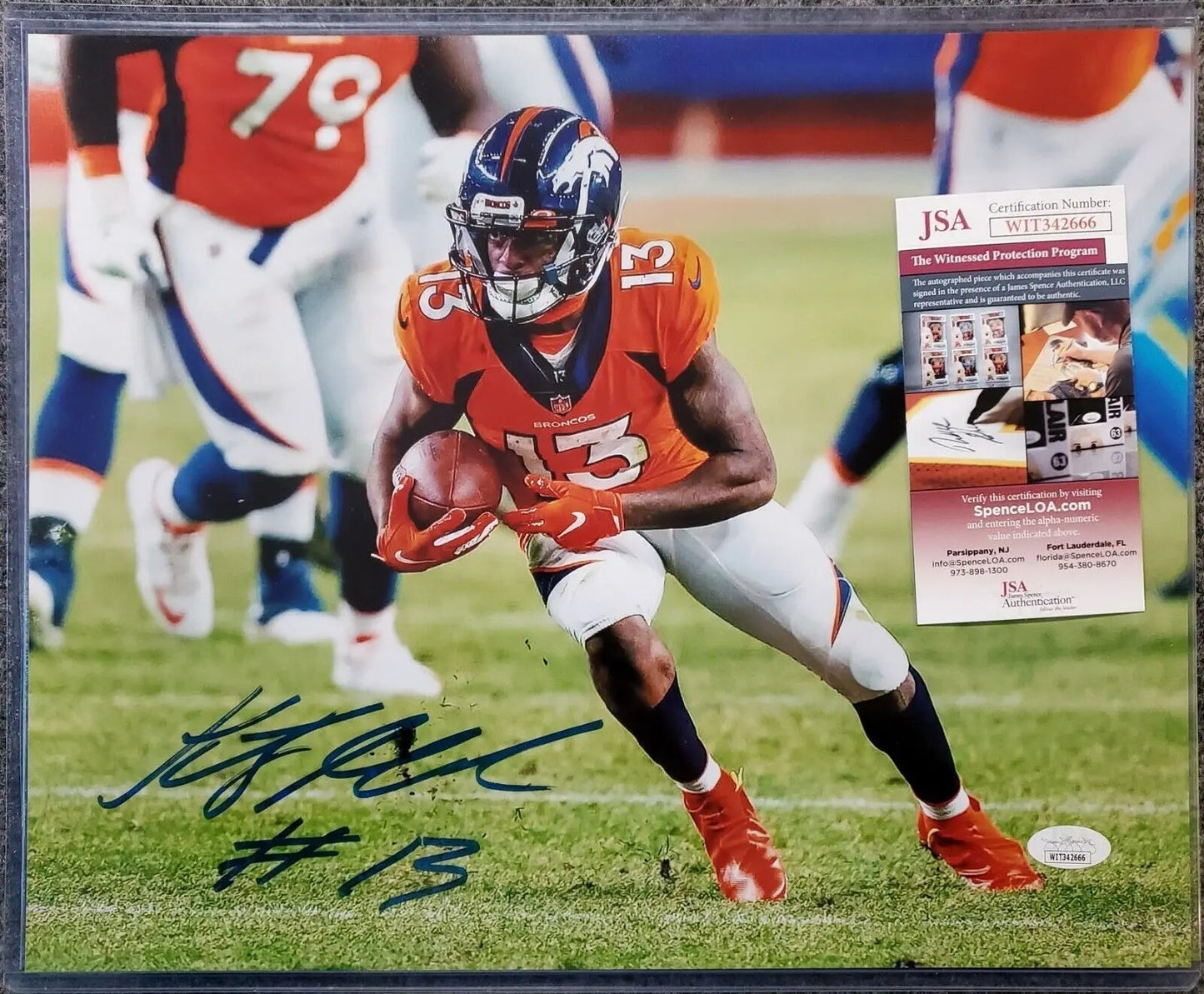 MVP Authentics Kj Hamler Autographed Signed Denver Broncos 11X14 Photo Jsa Coa 71.10 sports jersey framing , jersey framing