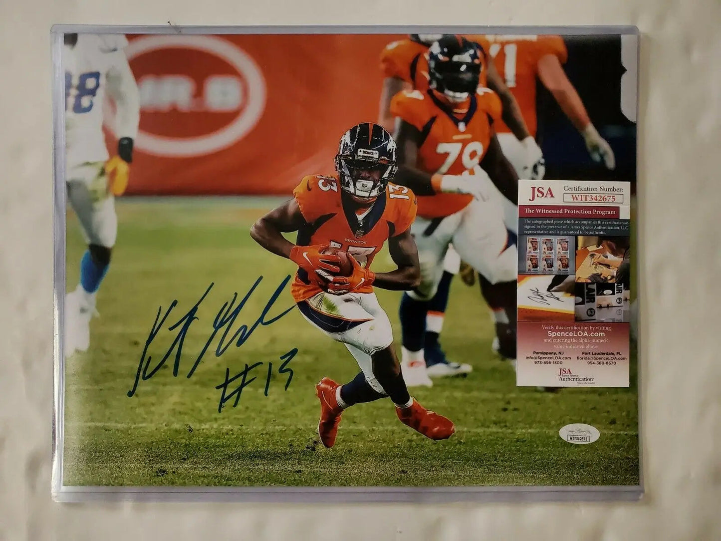 MVP Authentics Kj Hamler Autographed Signed Denver Broncos 11X14 Photo Jsa Coa 71.10 sports jersey framing , jersey framing