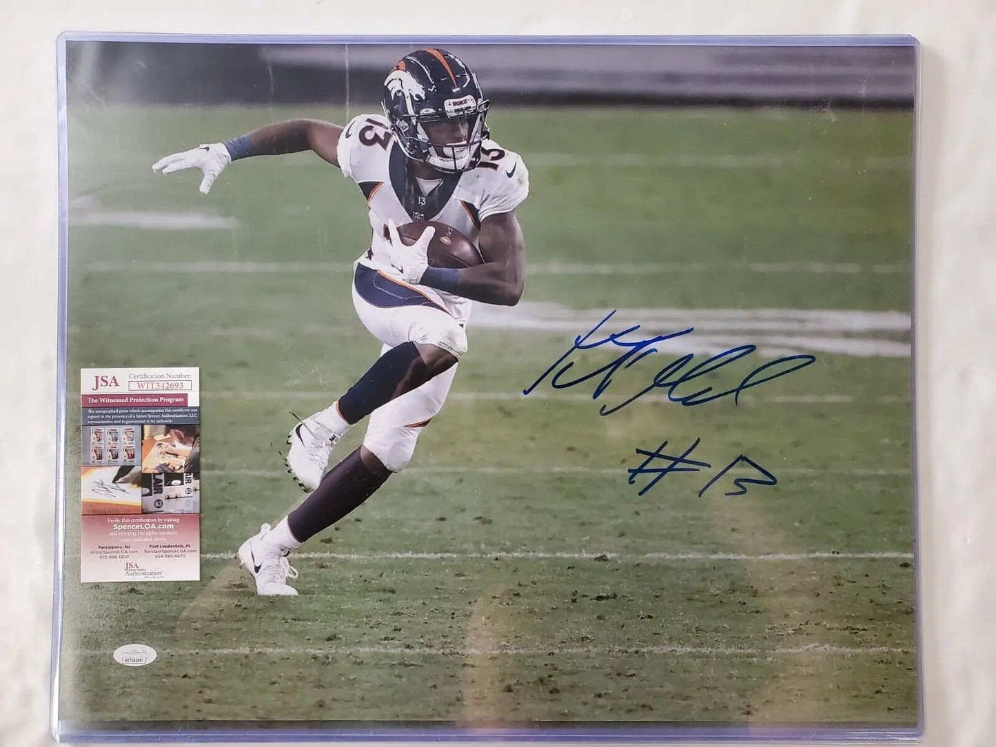 MVP Authentics Kj Hamler Autographed Signed Denver Broncos 16X20 Photo Jsa Coa 89.10 sports jersey framing , jersey framing