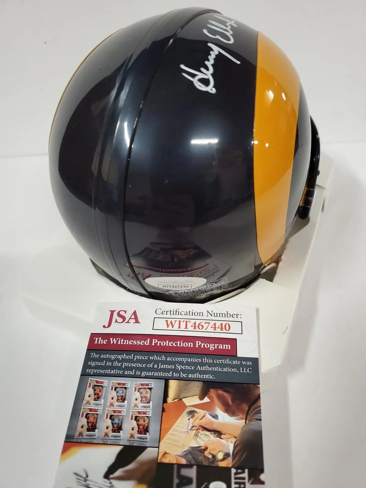 MVP Authentics Los Angeles Rams Henry Ellard Autographed Classic Mini Helmet Jsa Coa 80.10 sports jersey framing , jersey framing