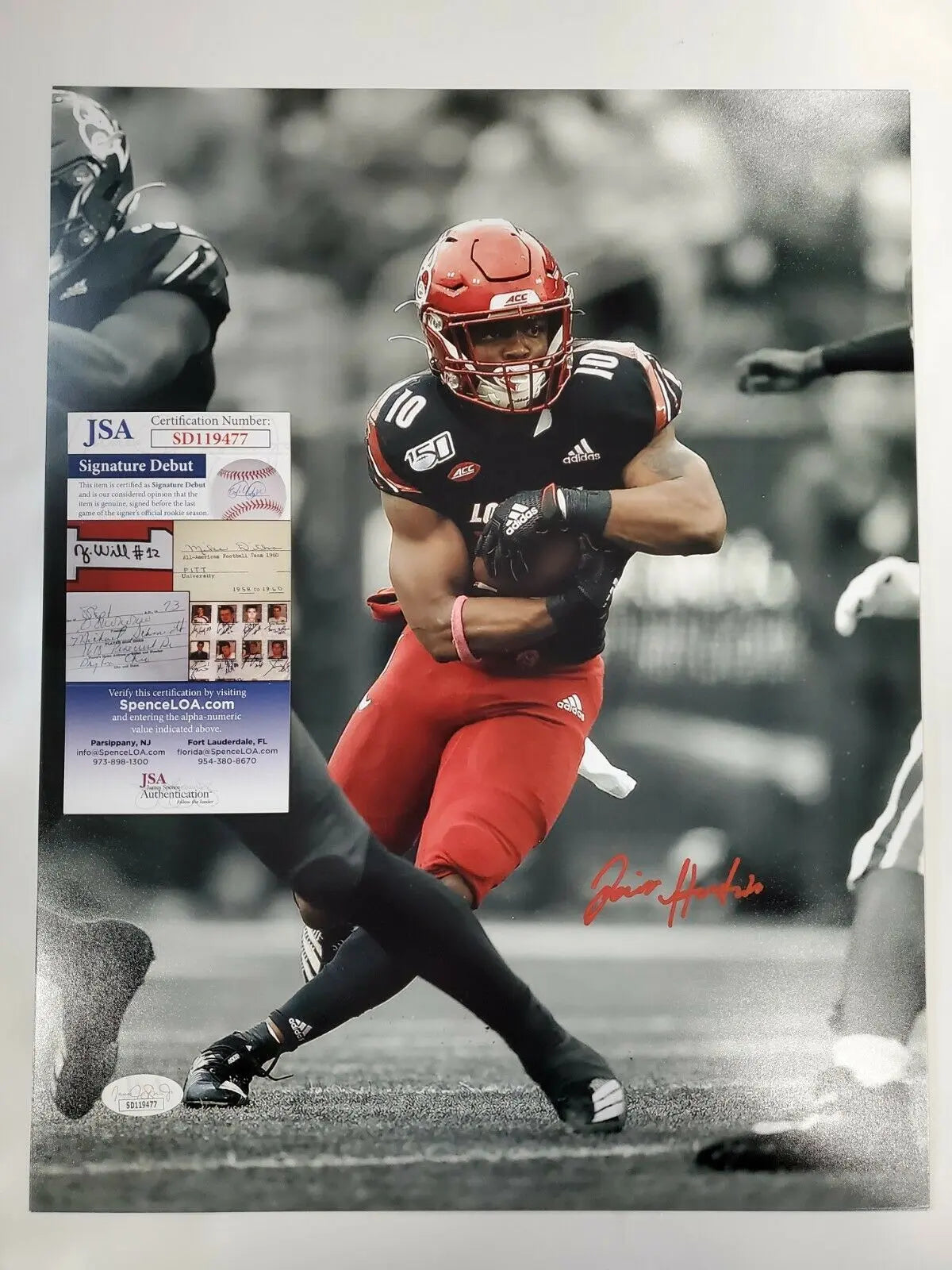 MVP Authentics Louisville Cardinals Javian Hawkins Autographed 11X14 Photo Jsa Coa 71.10 sports jersey framing , jersey framing