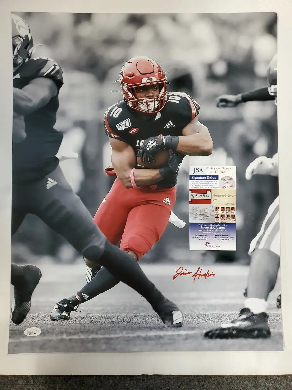 MVP Authentics Louisville Cardinals Javian Hawkins Autographed 16X20 Photo Jsa Coa 89.10 sports jersey framing , jersey framing