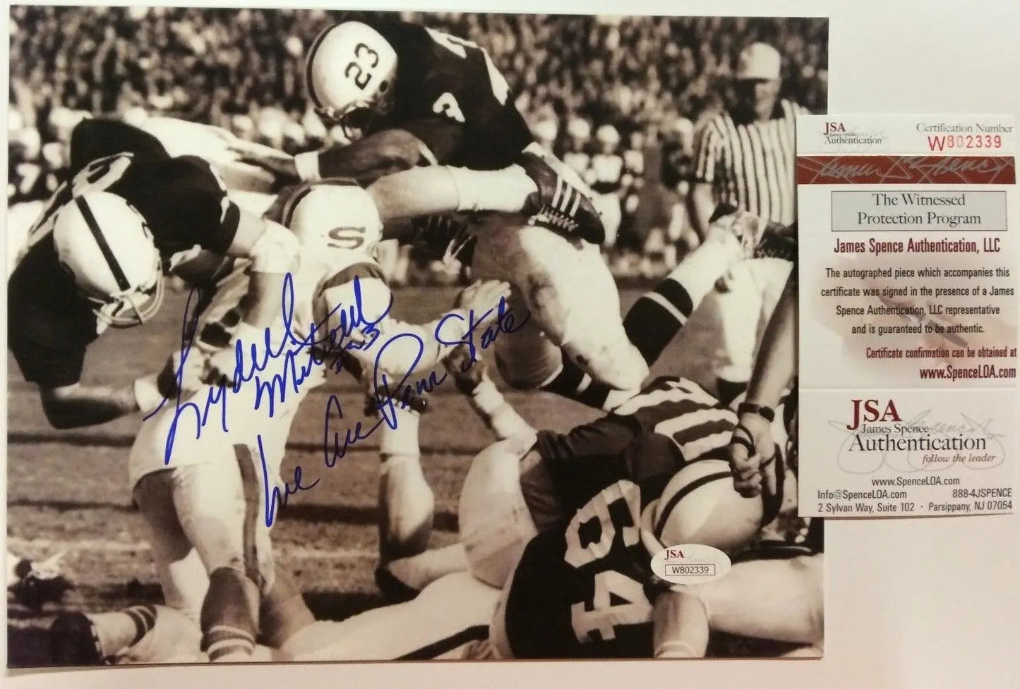 MVP Authentics Lydell Mitchell Autographed Inscribed Signed Penn State 8X10 Photo Jsa Coa 36 sports jersey framing , jersey framing