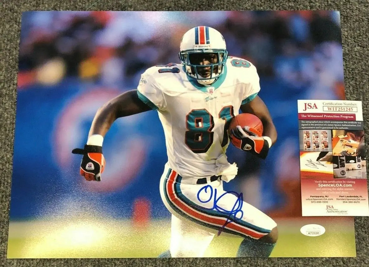 MVP Authentics Miami Dolphins Oj Mcduffie Autographed Signed 11X14 Photo Jsa Coa 71.10 sports jersey framing , jersey framing