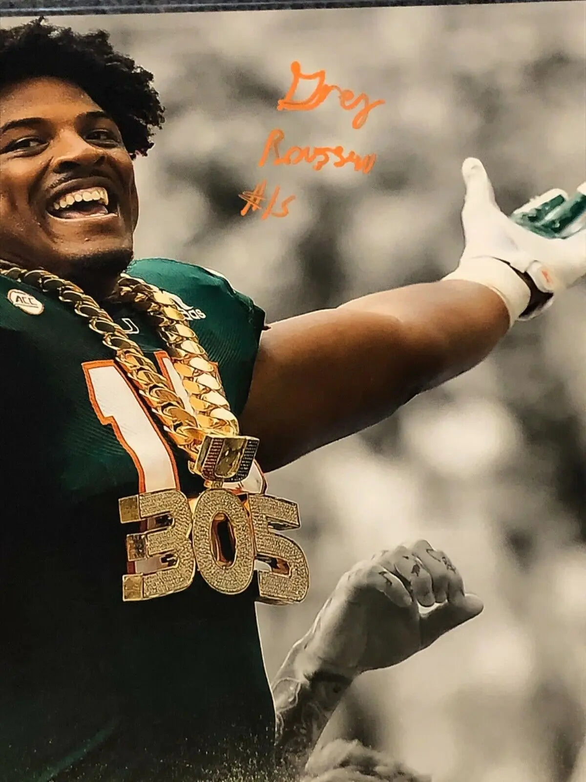 MVP Authentics Miami Hurricanes Greg Rousseau Autographed Signed 16X20 Photo Jsa Coa 107.10 sports jersey framing , jersey framing