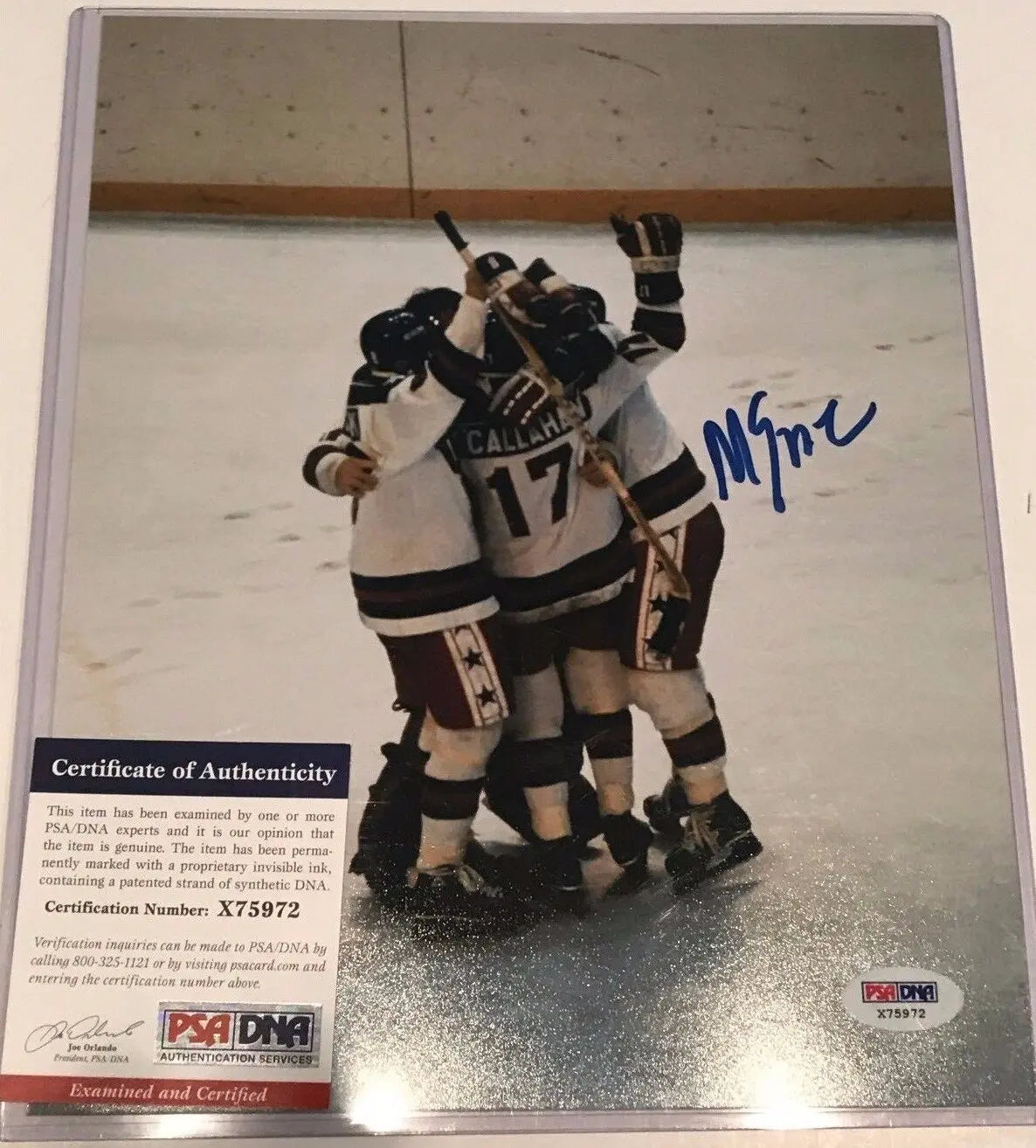 MVP Authentics Mike Eruzione Autographed Signed Usa Hockey 8X10 Photo Psa Coa 63 sports jersey framing , jersey framing