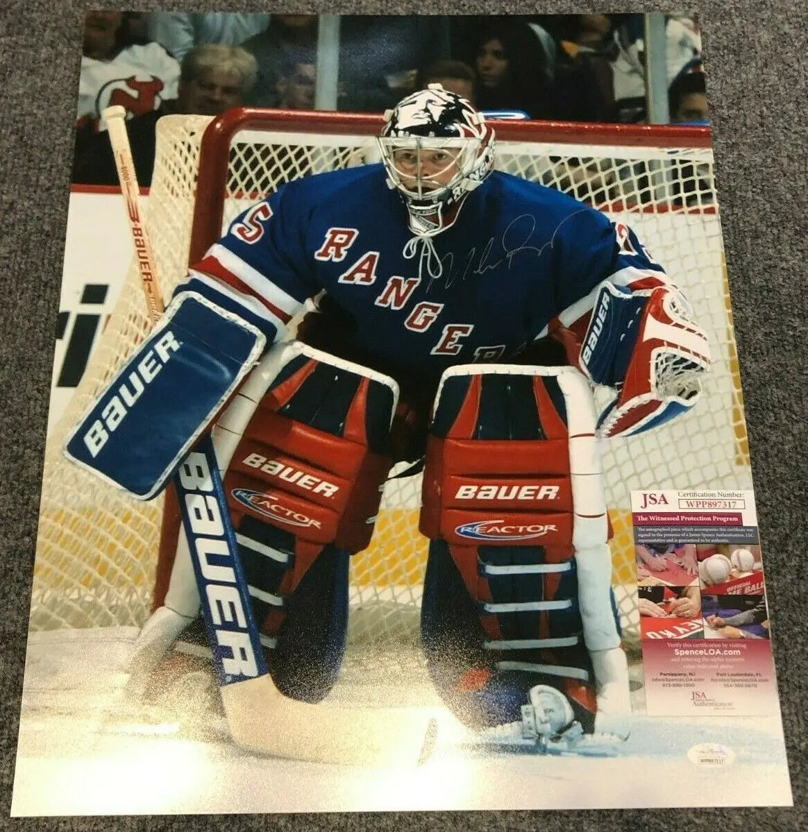 MVP Authentics Mike Richter Autographed Signed New York Rangers 16X20 Photo Jsa Coa 80.10 sports jersey framing , jersey framing