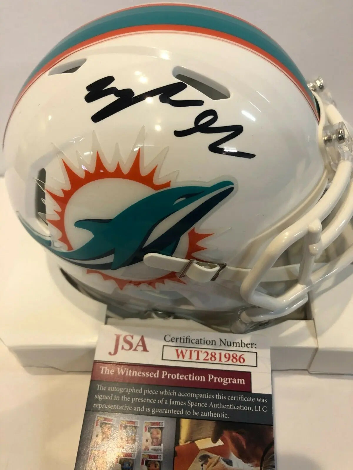 MVP Authentics Myles Gaskin Autographed Signed Miami Dolphins Mini Helmet Jsa Coa 89.10 sports jersey framing , jersey framing