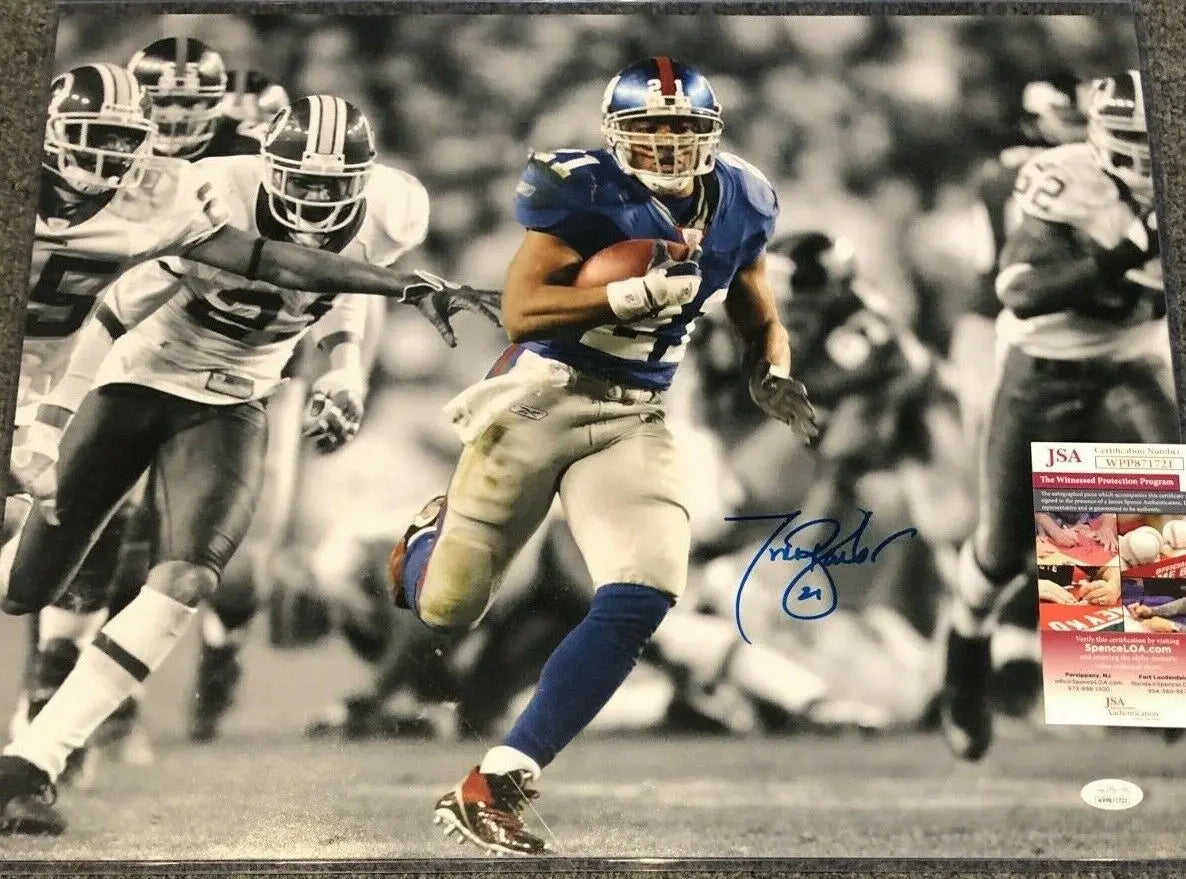 MVP Authentics New York Giants Tiki Barber Autographed Signed 16X20 Photo Jsa Coa 89.10 sports jersey framing , jersey framing