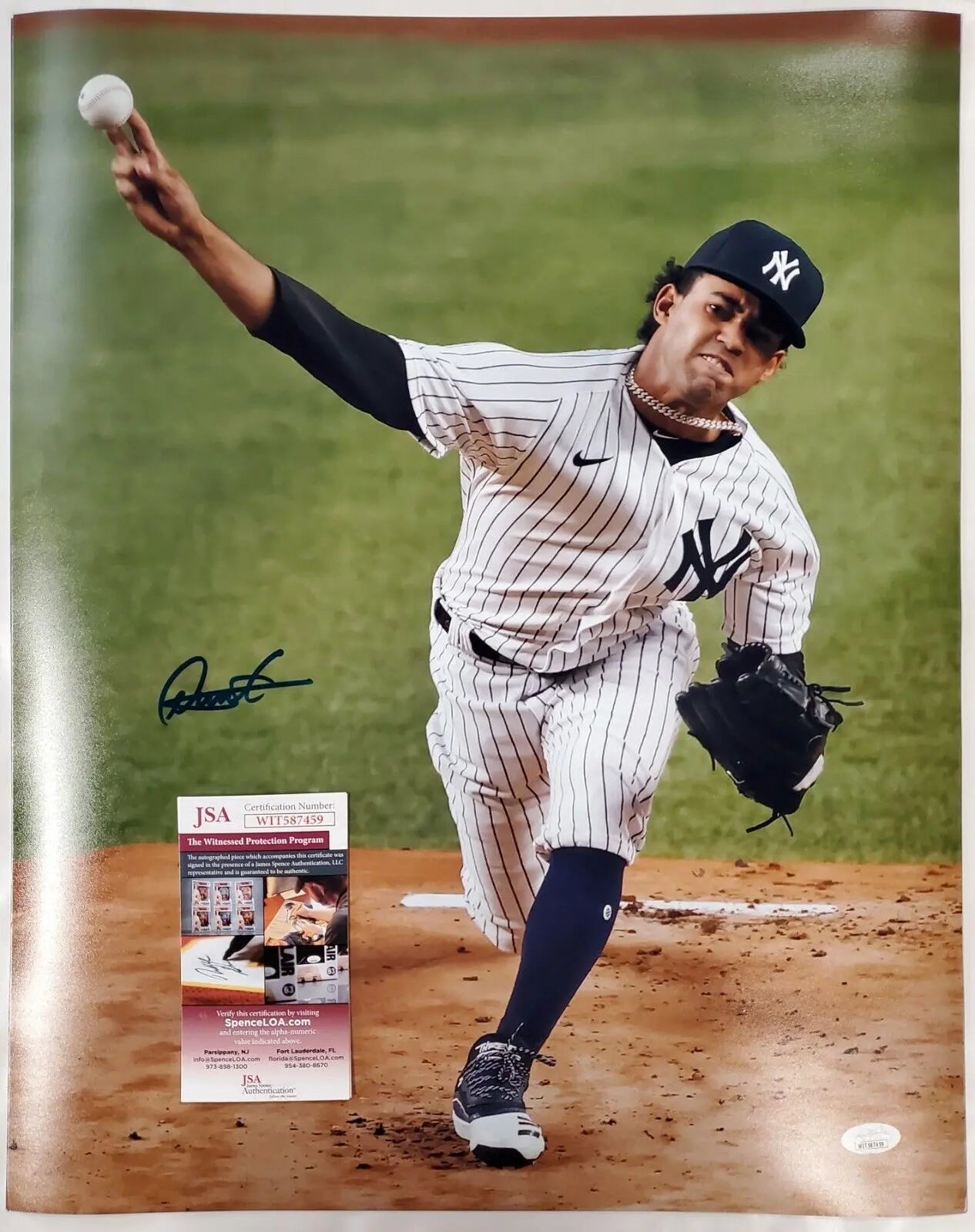 MVP Authentics New York Yankees Deivi Garcia Autographed Signed 16X20 Photo Jsa Coa 90 sports jersey framing , jersey framing