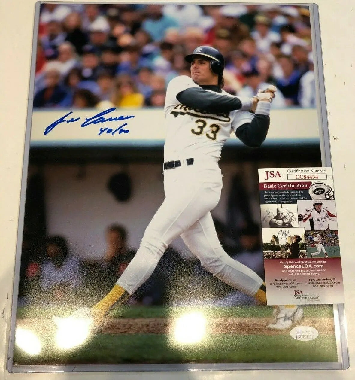 MVP Authentics Oakland A's Jose Canseco Autographed Signed Inscribed 11X14 Photo Jsa Coa 45 sports jersey framing , jersey framing