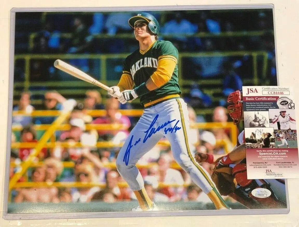 MVP Authentics Oakland A's Jose Canseco Autographed Signed Inscribed 11X14 Photo Jsa Coa 45 sports jersey framing , jersey framing