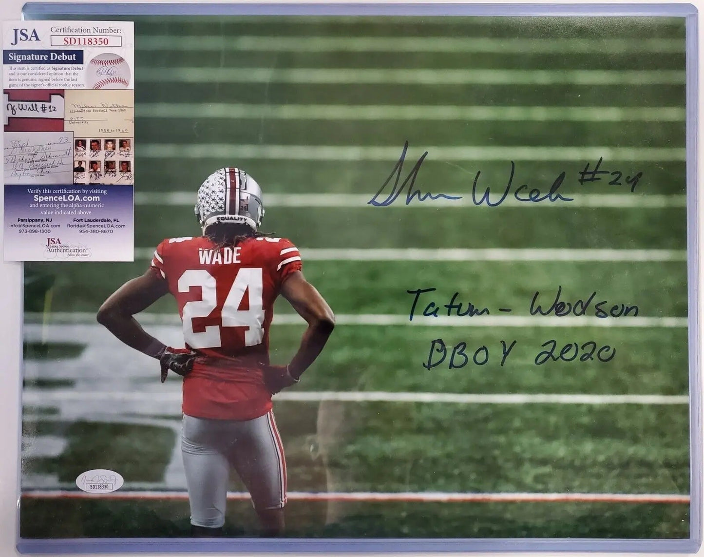 MVP Authentics Ohio State Buckeyes Shaun Wade Autographed Inscribed 11X14 Photo Jsa Coa 76.50 sports jersey framing , jersey framing