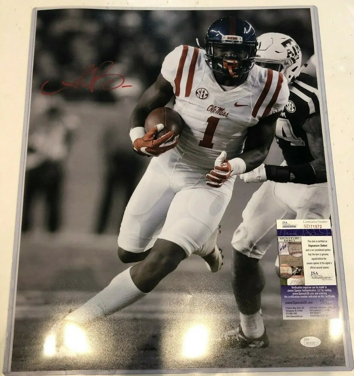 MVP Authentics Ole Miss Rebels Aj Brown Autographed Signed 16X20 Photo Jsa Coa 107.10 sports jersey framing , jersey framing