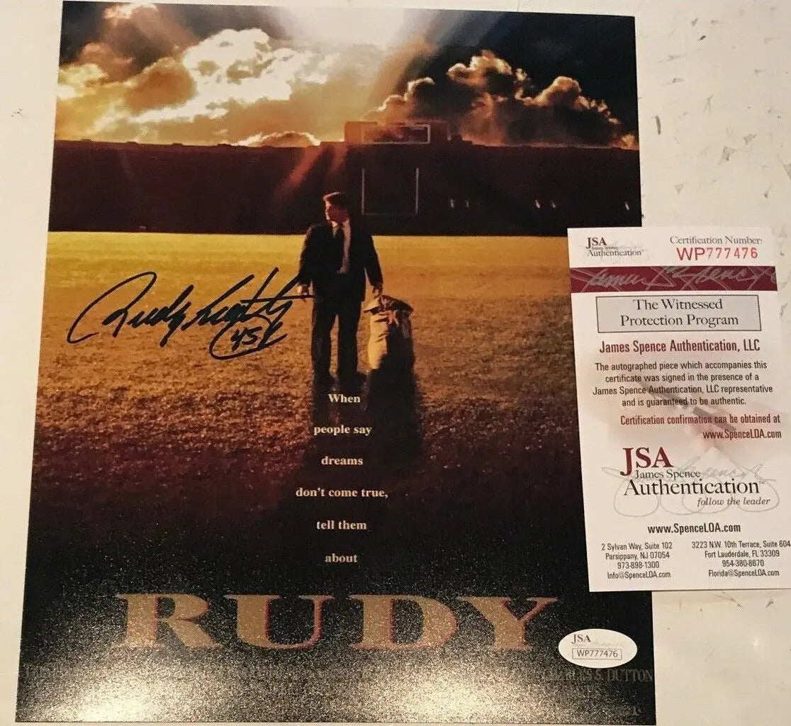 MVP Authentics Rudy Ruettiger Autographed Signed Notre Dame 8X10 Photo Jsa Coa 63 sports jersey framing , jersey framing