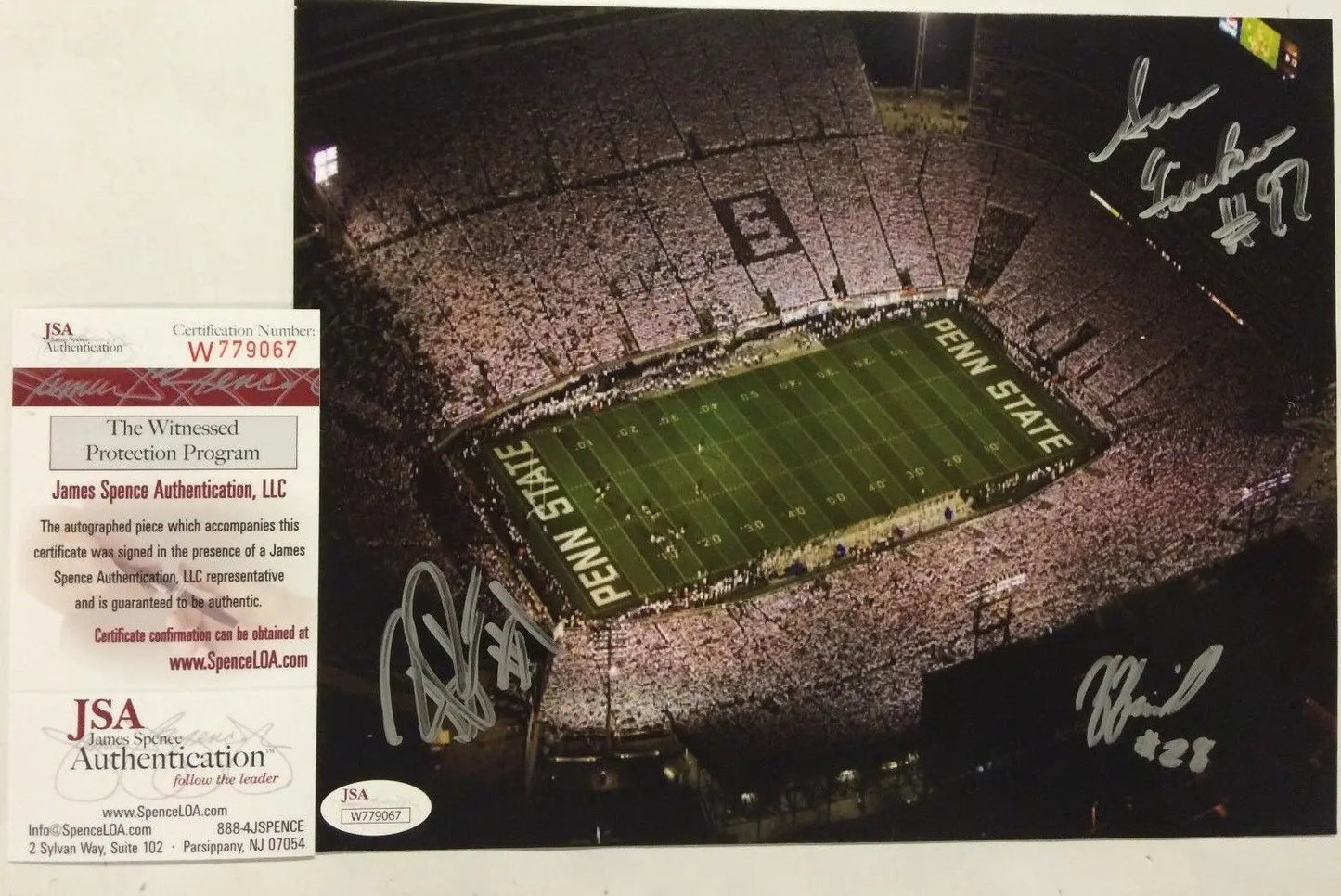 MVP Authentics Sam Ficken Bill Belton Zach Zwinak Signed Penn State 8X10 Photo Jsa Coa 117 sports jersey framing , jersey framing