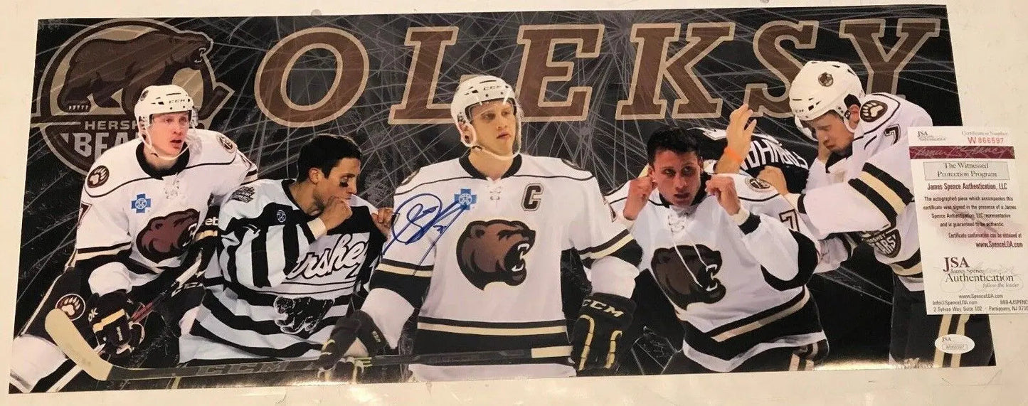 MVP Authentics Steve Oleksy Autographed Signed Hershey Bears 24X10 Panoramic Photo Jsa Coa 40.50 sports jersey framing , jersey framing
