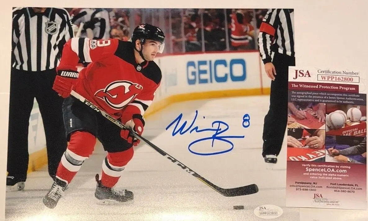 MVP Authentics Will Butcher Autographed Signed New Jersey Devils 8X10 Photo Jsa Coa 36 sports jersey framing , jersey framing