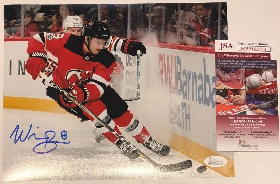 MVP Authentics Will Butcher Autographed Signed New Jersey Devils 8X10 Photo Jsa Coa 36 sports jersey framing , jersey framing