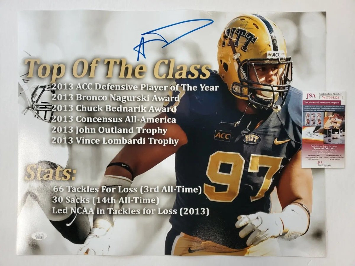 Aaron Donald Autographed Signed Pittsburgh Panthers 16X20 Custom Photo Jsa Coa Jersey Framing MVP Authentics