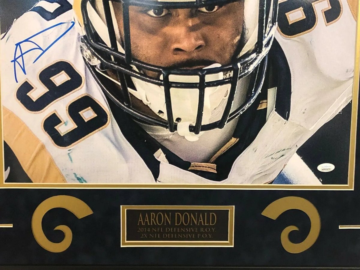 Aaron Donald Framed Signed L.A. Rams 16X20 Photo Jsa Coa Jersey Framing MVP Authentics