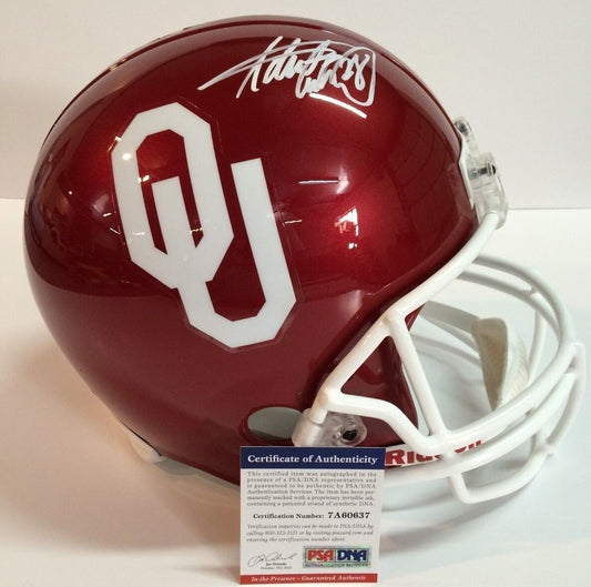 Adrian Peterson Autographed Signed Oklahoma Sooners Full Size Helmet Psa Coa Jersey Framing MVP Authentics
