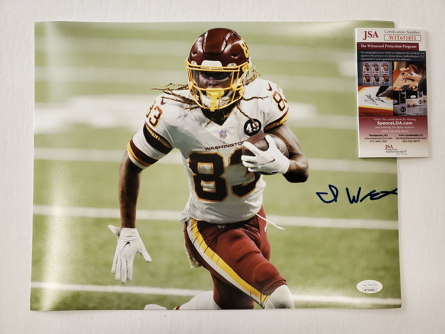 MVP Authentics Washington Football Team Isaiah Wright Autographed 11X14 Photo Jsa Coa 89.10 sports jersey framing , jersey framing