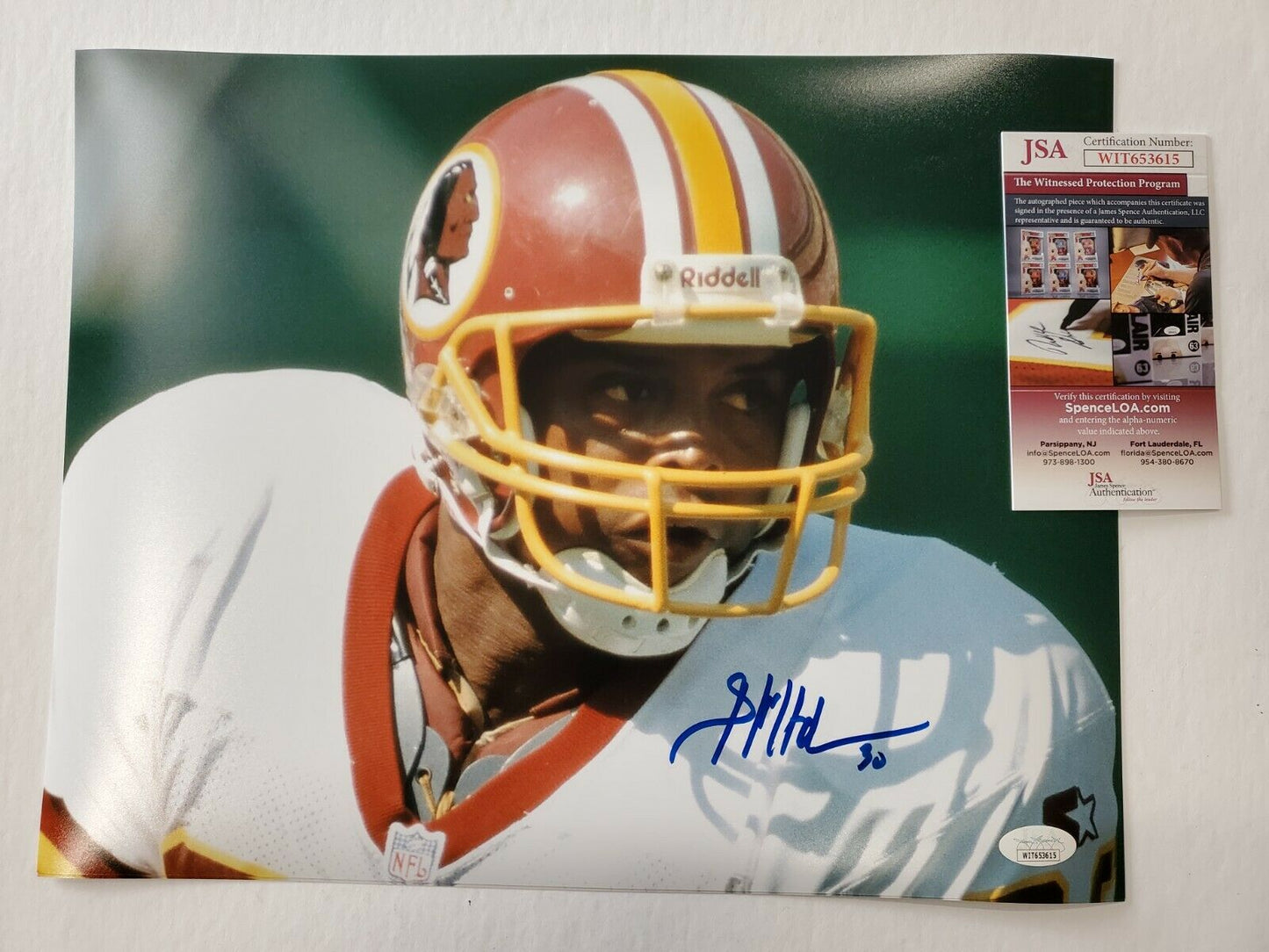 MVP Authentics WASHINGTON FOOTBALL TEAM BRIAN MITCHELL AUTOGRAPHED 11x14 PHOTO JSA COA 71.10 sports jersey framing , jersey framing