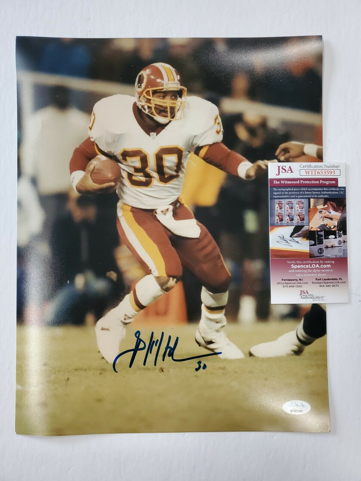 MVP Authentics WASHINGTON FOOTBALL TEAM BRIAN MITCHELL AUTOGRAPHED 11x14 PHOTO JSA COA 71.10 sports jersey framing , jersey framing